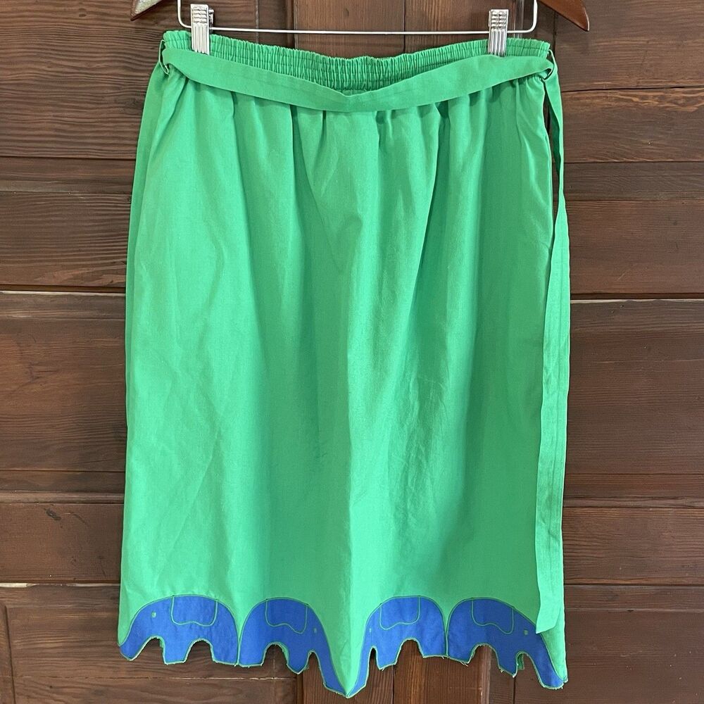Elephant Skirt Green Blue Midi Length Size Large